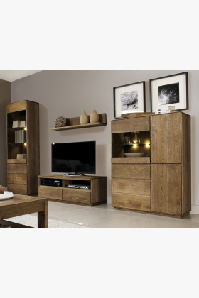 Drevená obývacia stena, dub páleny